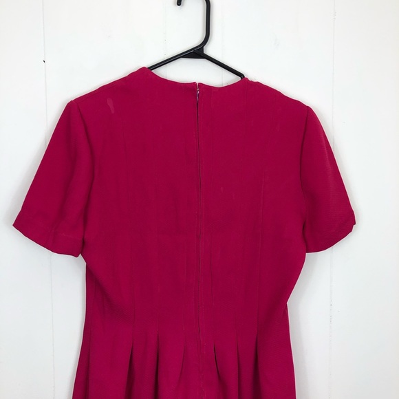 Vintage Hot Pink Pleated Dress Sz M - Picture 9 of 13
